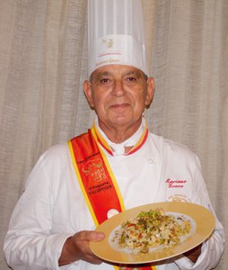 Riso alla ghiotta di pesce azzurro con granella di pistacchio di Librizzi - Chef Mariano Greco